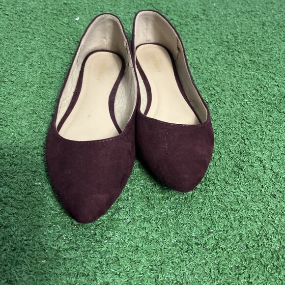 Old Navy Pointy Ballet Flats Maroon Burgundy Faux Suede 240779 Women's Size 7 - Picture 3 of 4